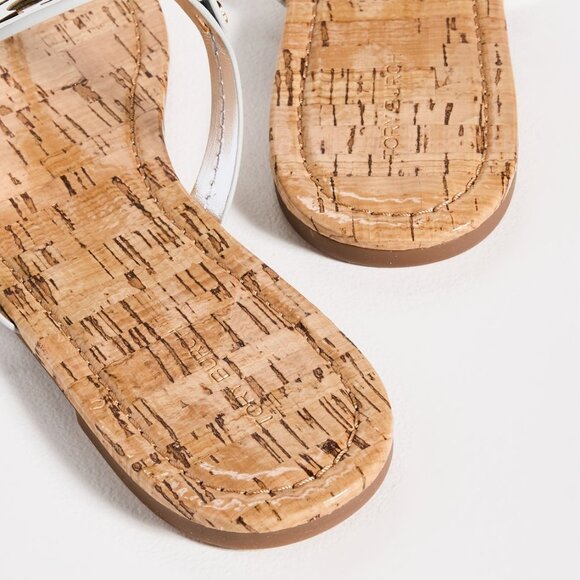 Tory Burch $228 Miller Sandals Patent Leather Silver Gold Rivets Cork 6 9.5 10 - Picture 5 of 10